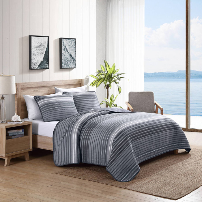 Nautica Coveside Cotton Reversible Grey Quilt Set Wayfair